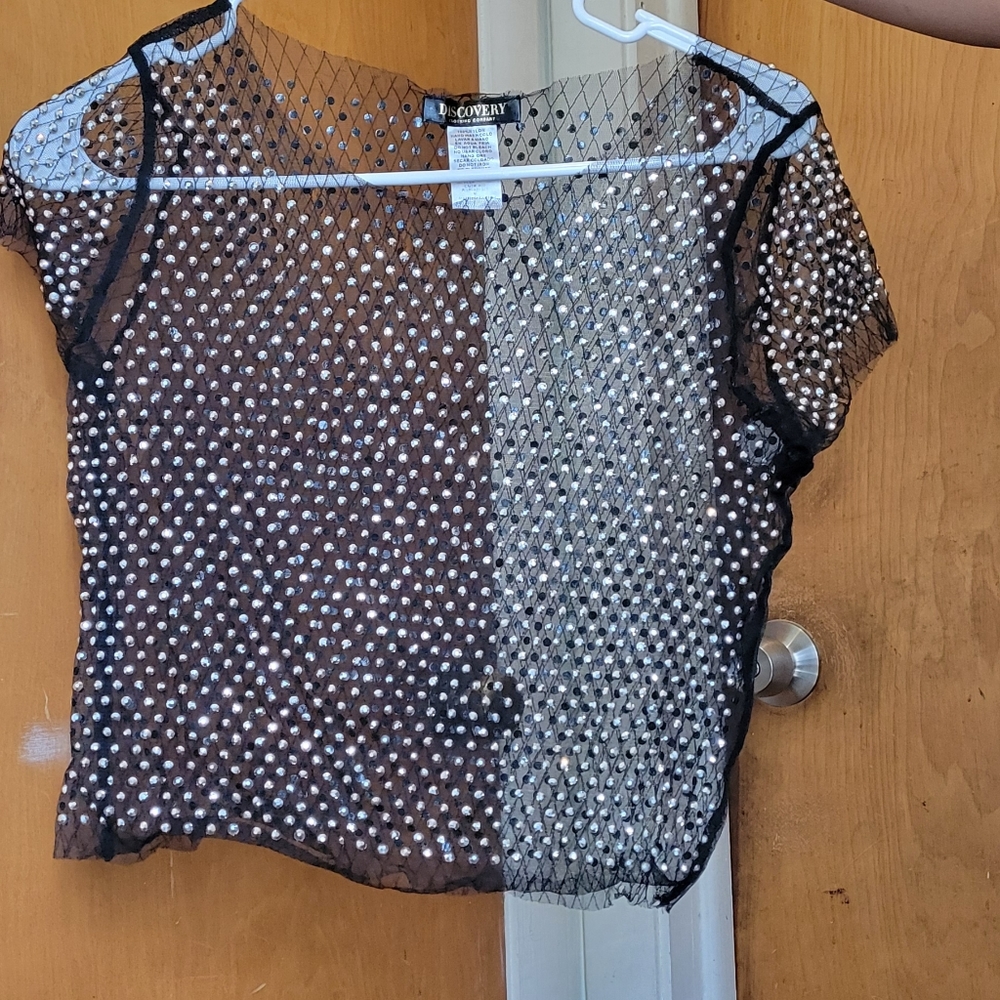 Sheer Black Mesh Blouse